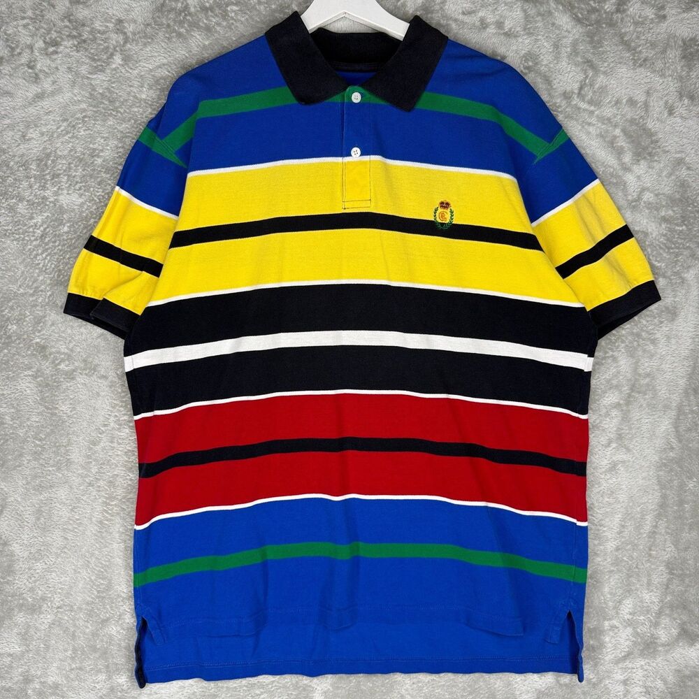 Vtg Chaps Ralph Lauren Polo Shirt Mens XL Multicolor Striped Classic Kid Core